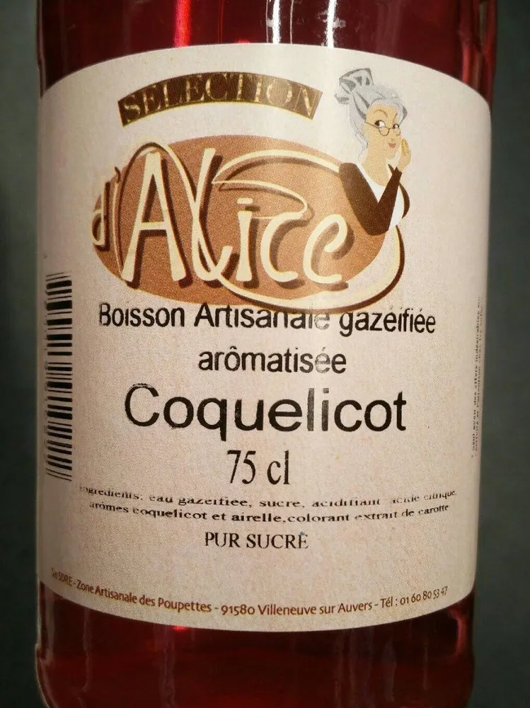 Boisson artisanale gazéifiée arômatisée Coquelicot