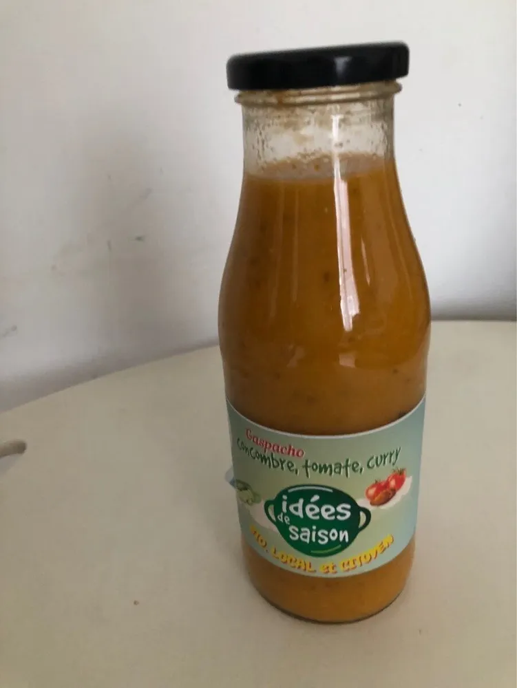 Gaspacho concombre tomates curry