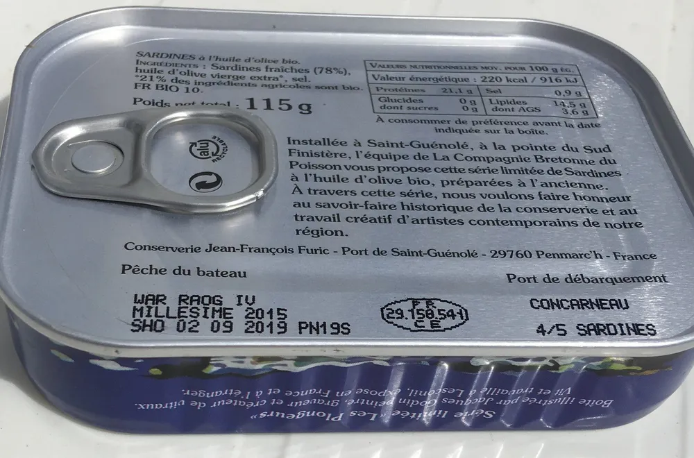 Sardine à l'huile d'olive bio