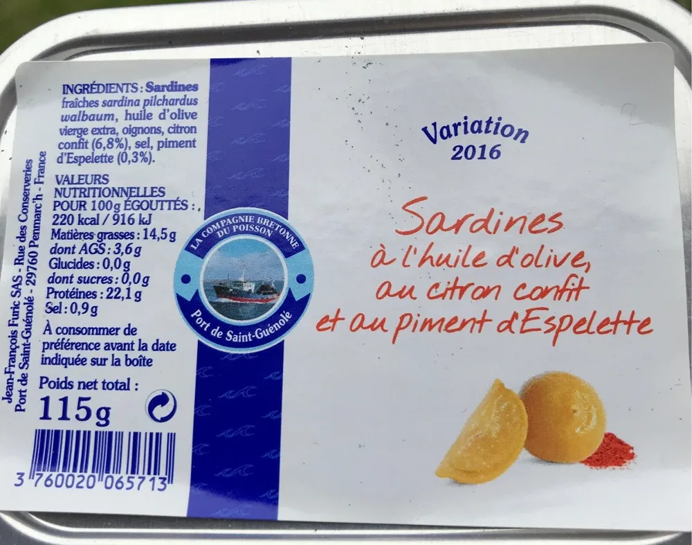 Sardines a l'huile d'olive au citron
