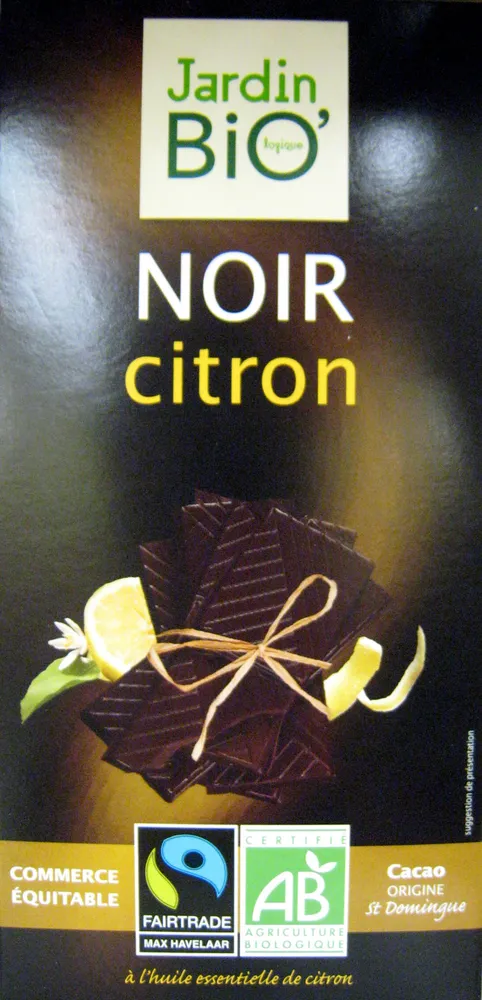Chocolat noir citron bio