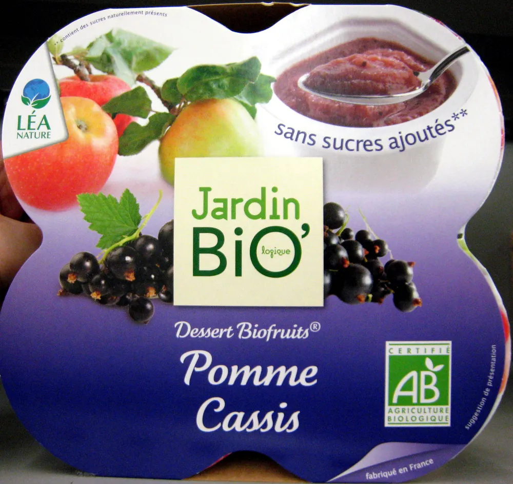 Dessert Biofruits Pomme Cassis Jardin Bio