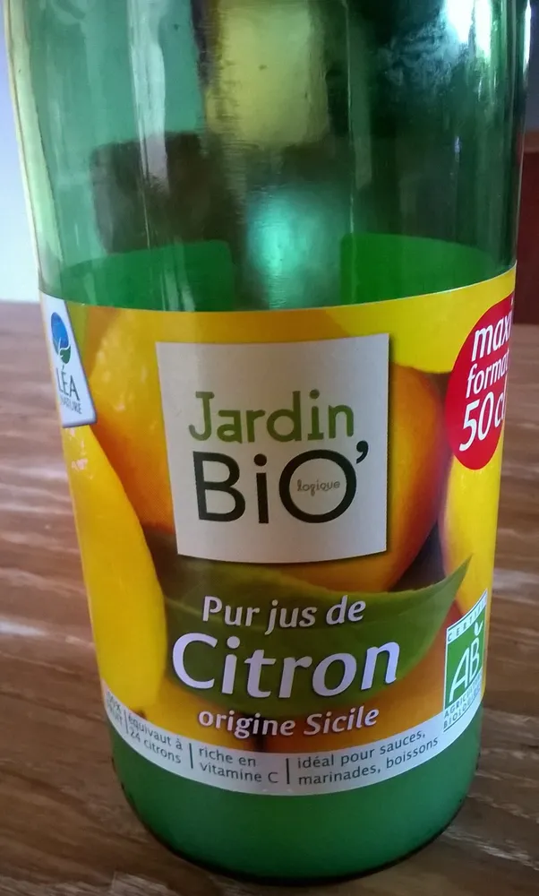 Pur jus de citron origine Sicile Bio