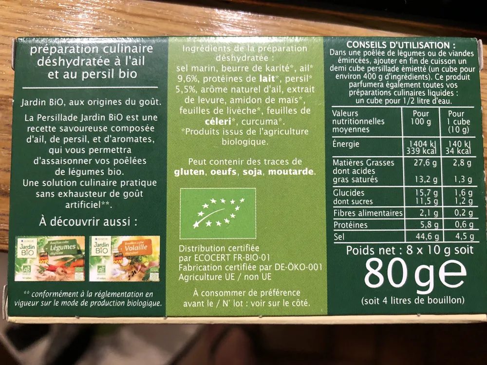 Cube Saveur Persillade Sans Huile De Palme