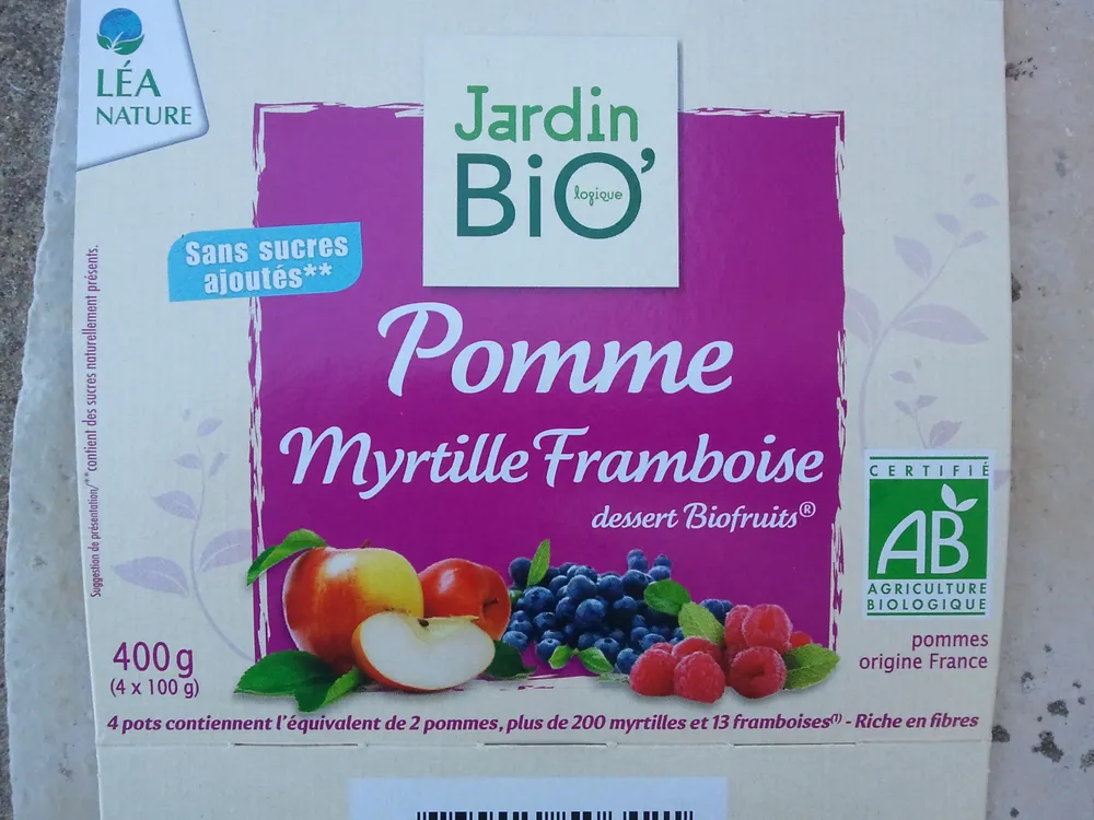 Dessert BioFruits Pomme Myrtille Frambroise