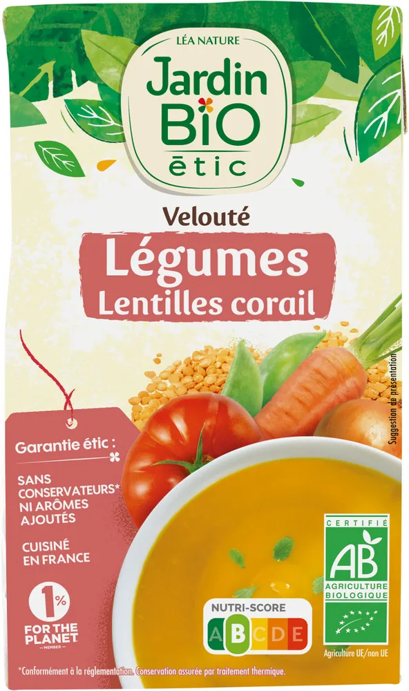 Velouté légumes et lentilles corail