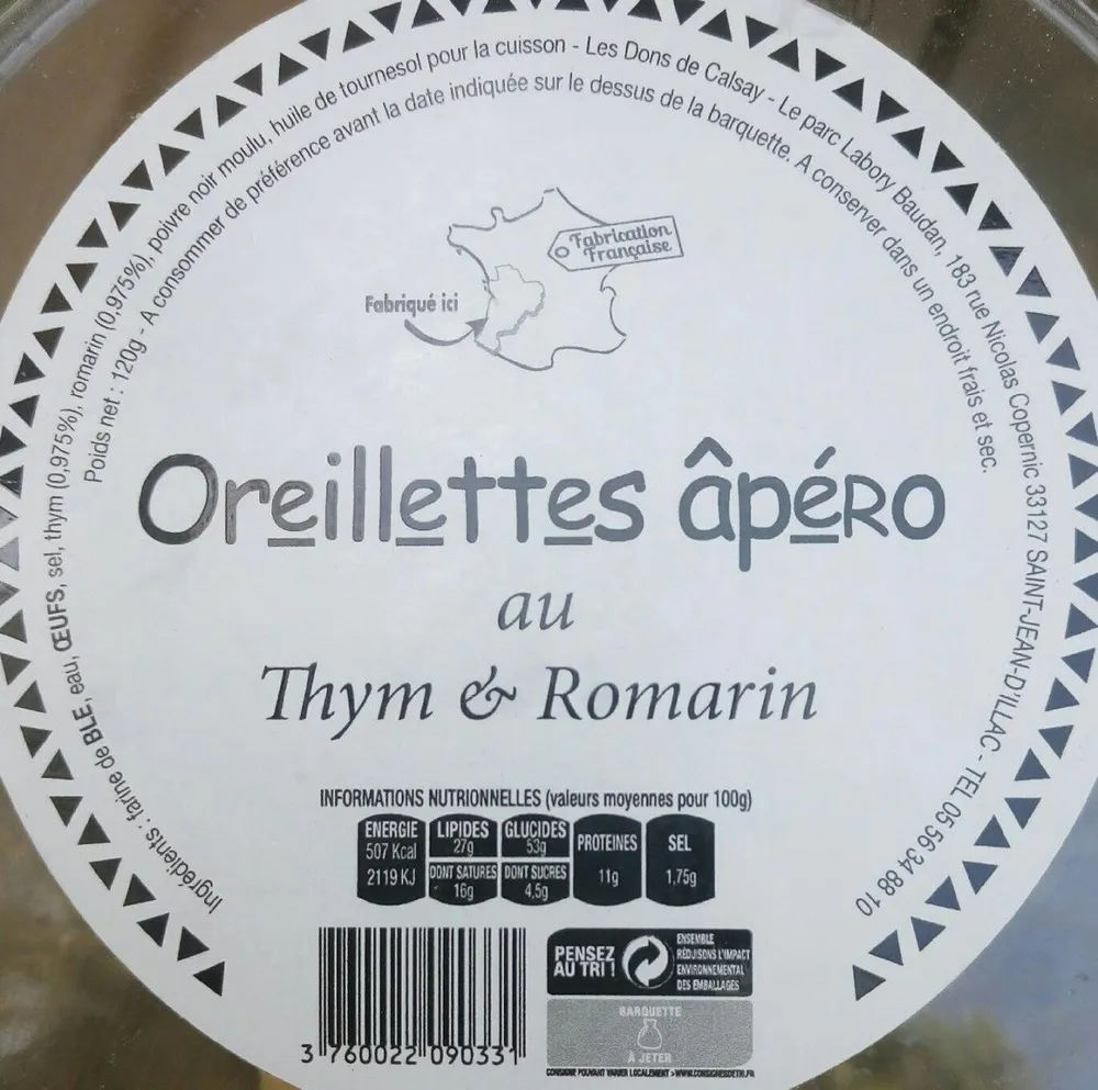 Oreillettes apéro au thym et romarin