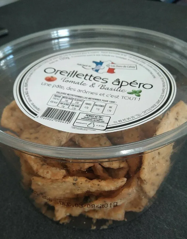 Oreillettes apéro - Tomates Basilic