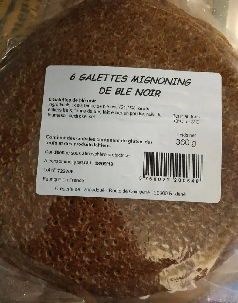 6 Galettes Mignoning de Blé Noir