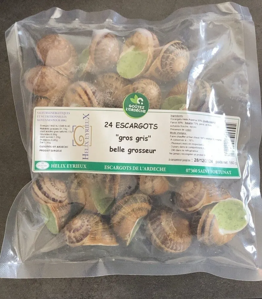 24 escargots « gros gris » belle grosseur