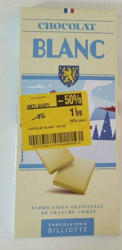 Tablette chocolat blanc