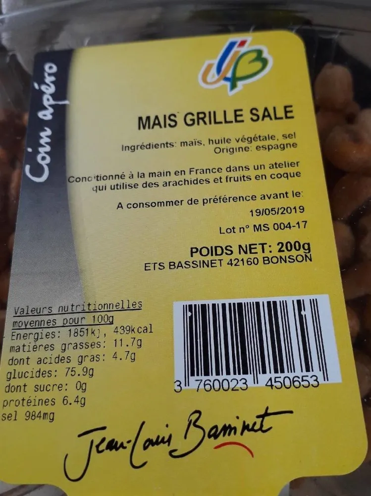 Maïs grillé salé