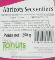 Abricots secs entiers