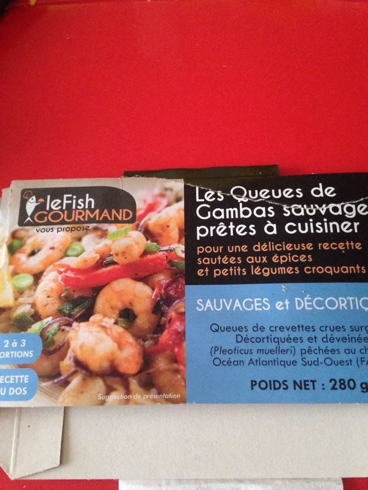 Les queues de gambas sauvages pretes a cuisiner