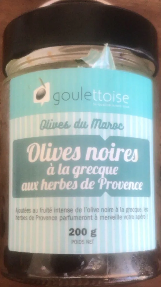 Olives noires a la grecque aux herbes de provence