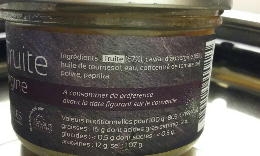 Emiette de truite au caviar aubergine