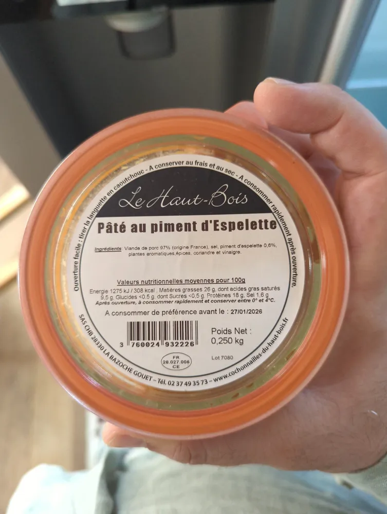 Pâté au piment d'espelette du haut-bois