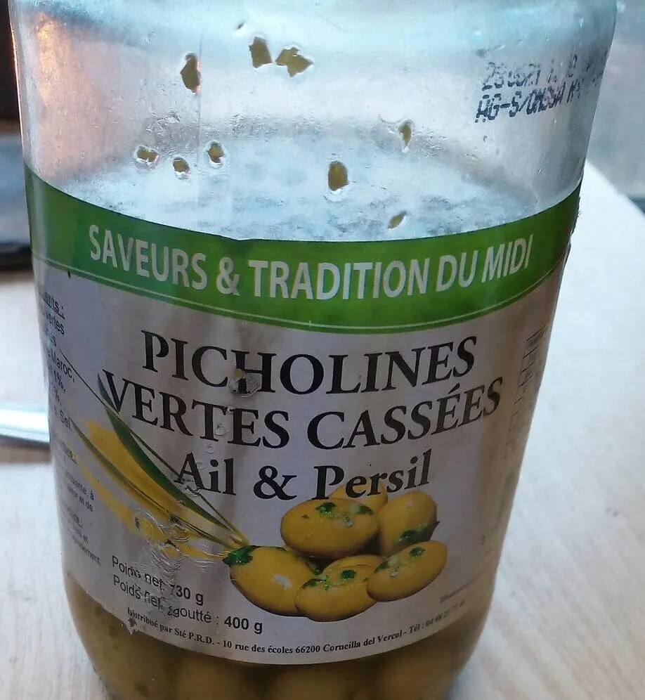 Picholines vertes cassées ail et persil