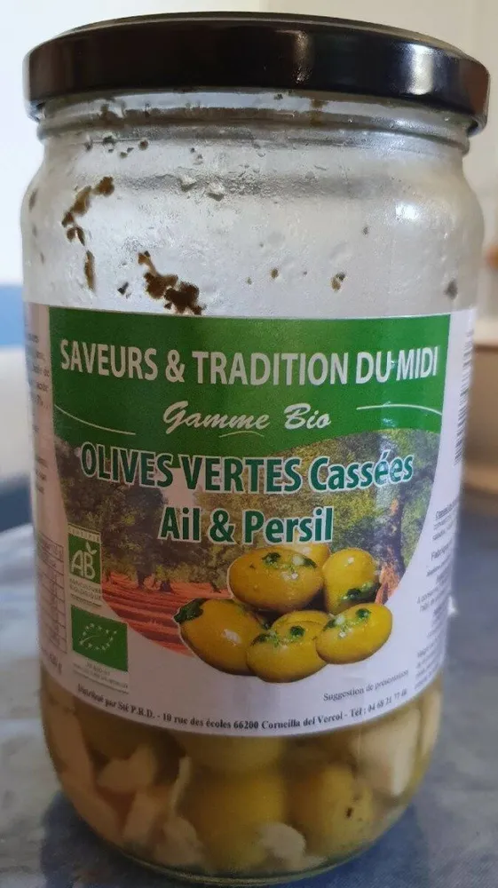 Olives Vertes Cassées Ail et persil
