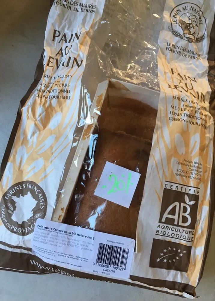 Pain aux 4 farines sans blé nature bio