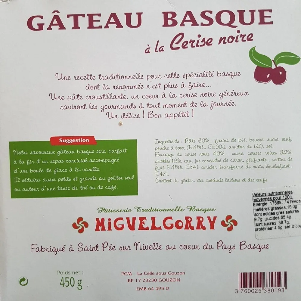 Gâteau basque à la Cerise noire