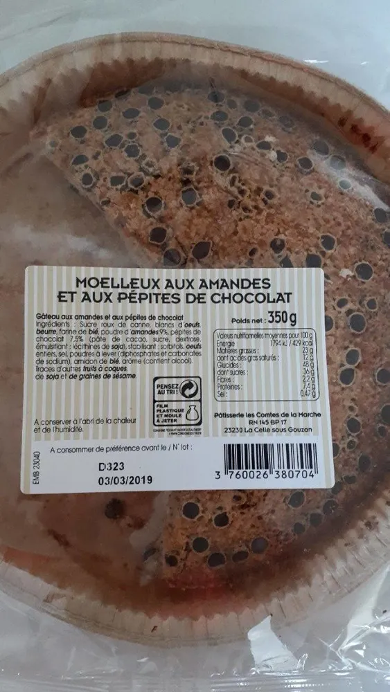 Moelleux aux amandes et au chocolat