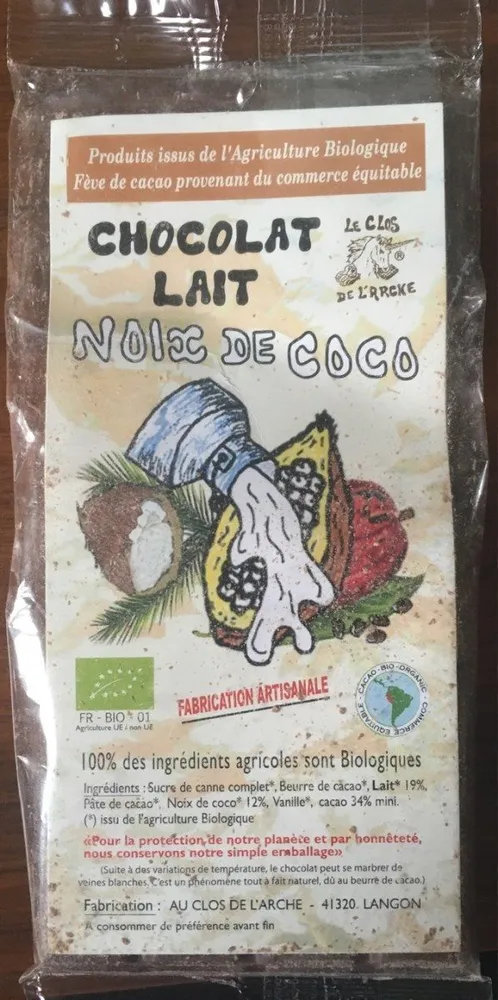 Chocolat lait noix de coco