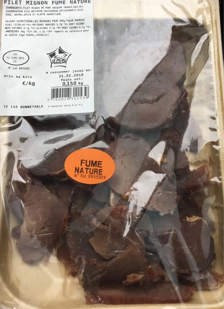 Filet mignon fumé nature 150g