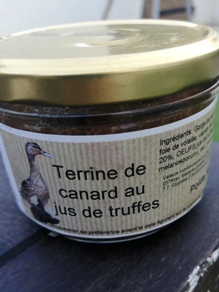 Terrine de canard au jus de truffes