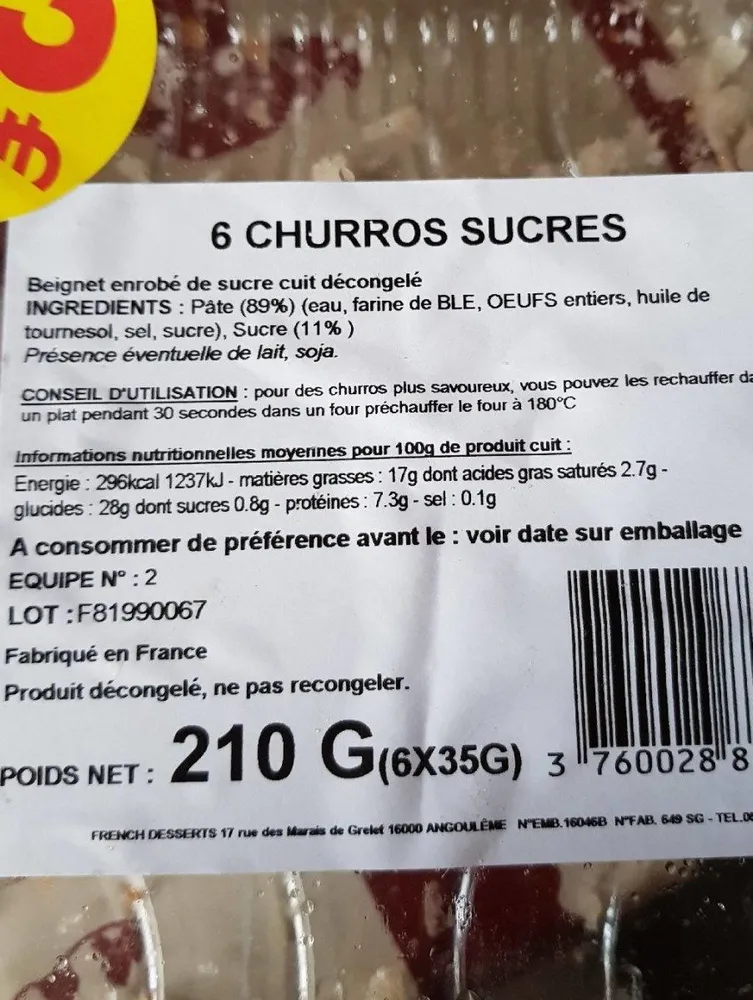 Churros sucrés
