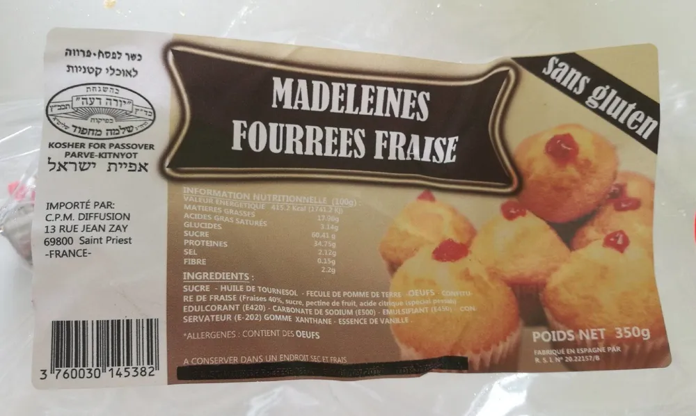 Madeleines fourrées fraise