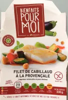 Filet de cabillaud à la provençale légumes ratatouille et pois chiches