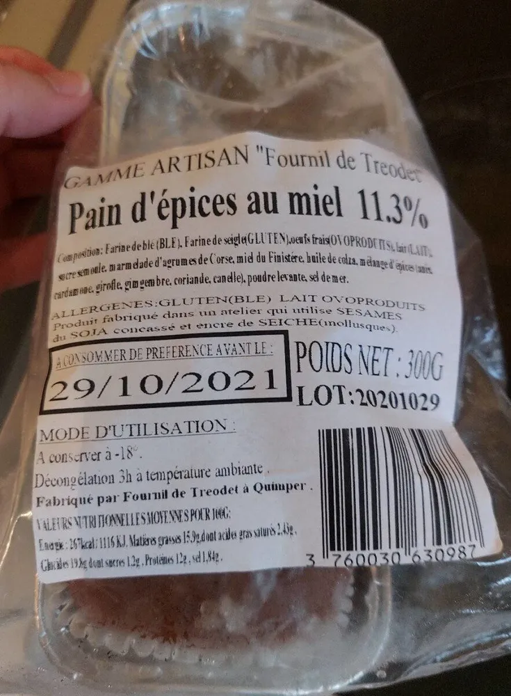 Pain d'épices au miel 11,3%