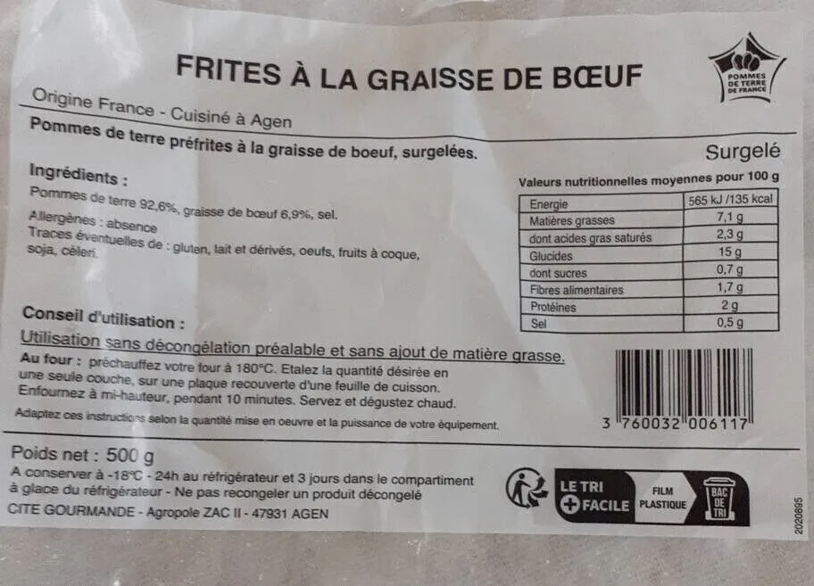 Frites à la graisse de bœuf