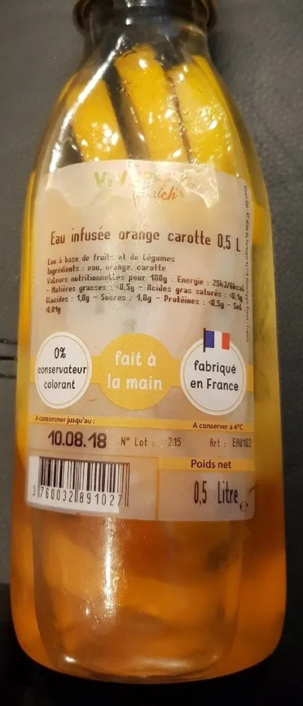 Eau infusée orange carotte