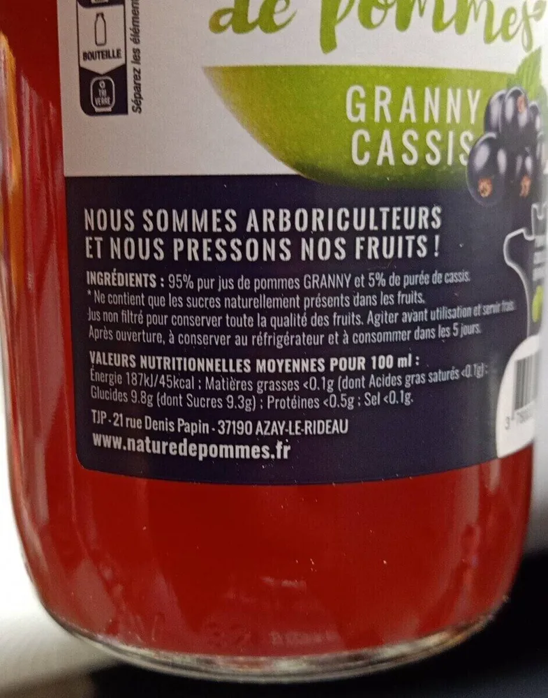 Pur jus de pommes Granny Cassis