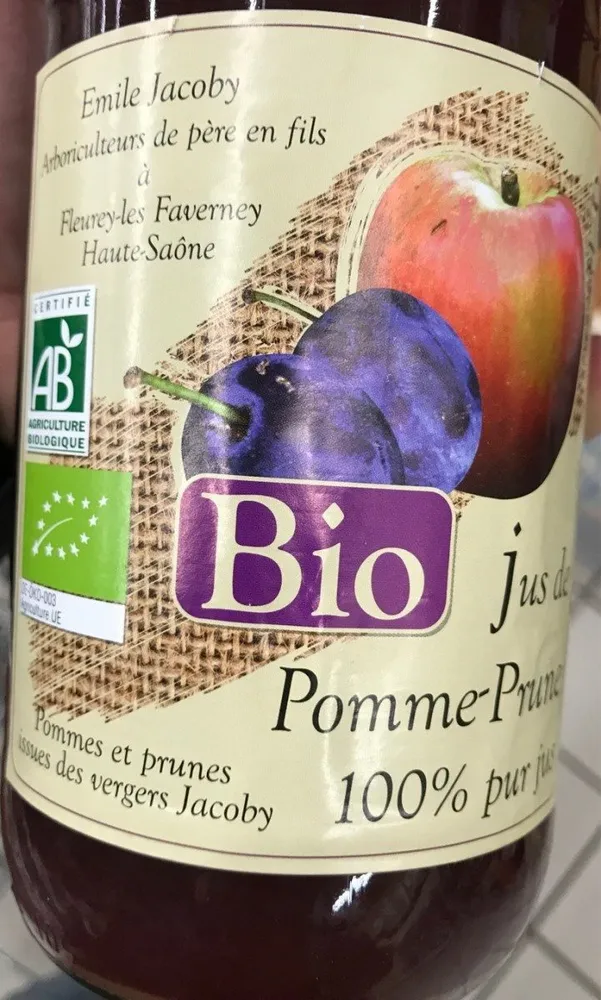 Pur Jus de pomme prune Jacobysaveurs de nos terroirs1litre