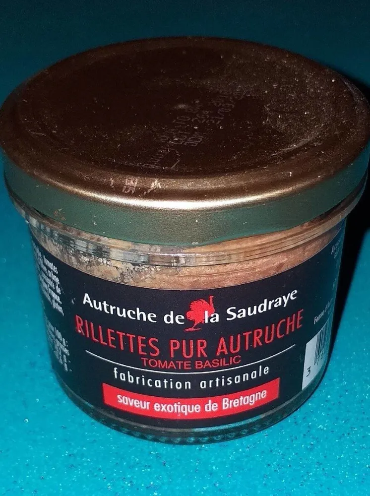 Rillettes pur Autruche tomate basilic