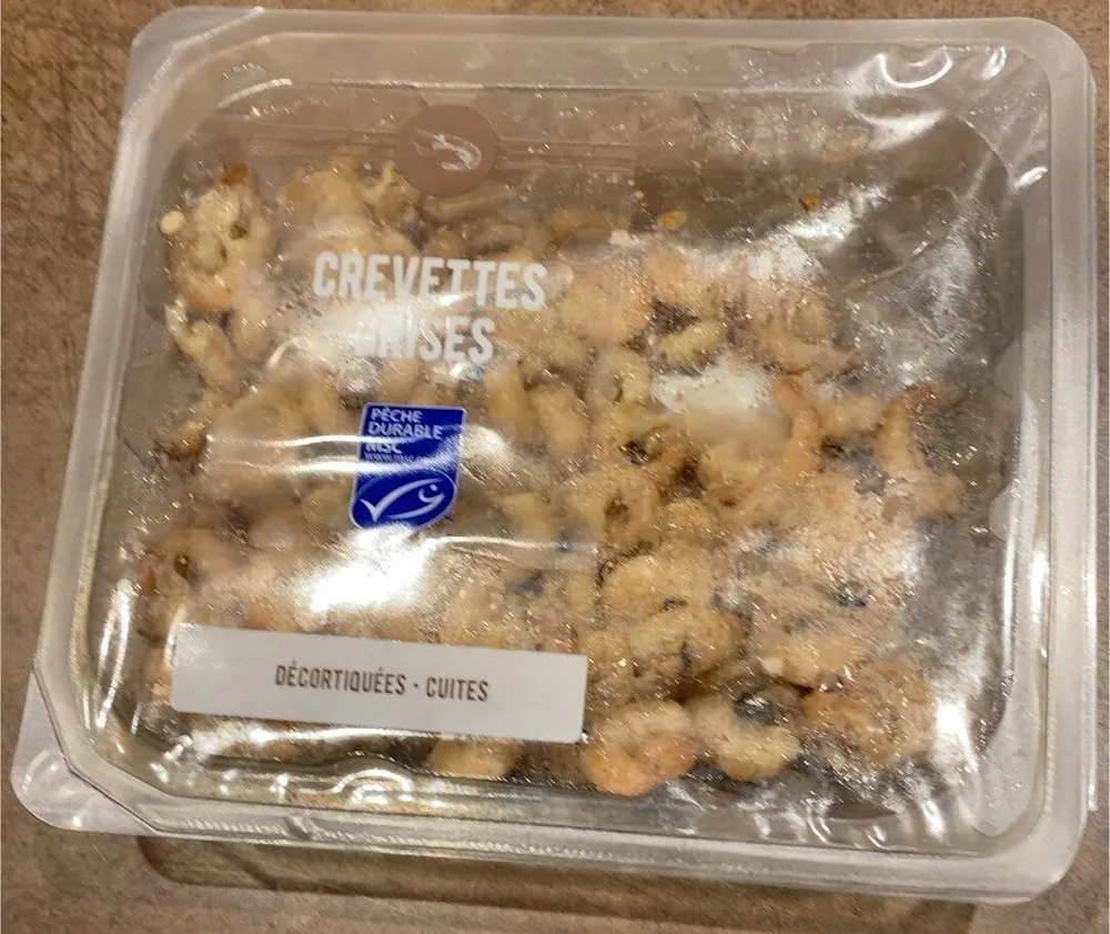 Crevettes grisrs décortiquées cuites