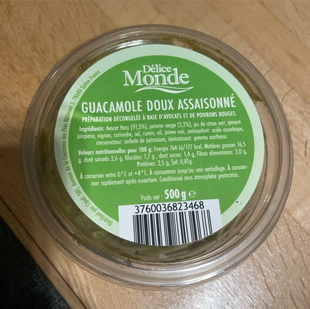 Guacamole doux assaisonné
