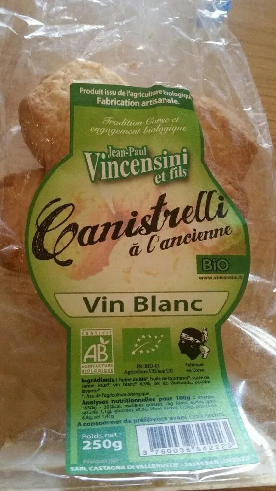 CANISTRELLI VIN BLANC BIO 250
