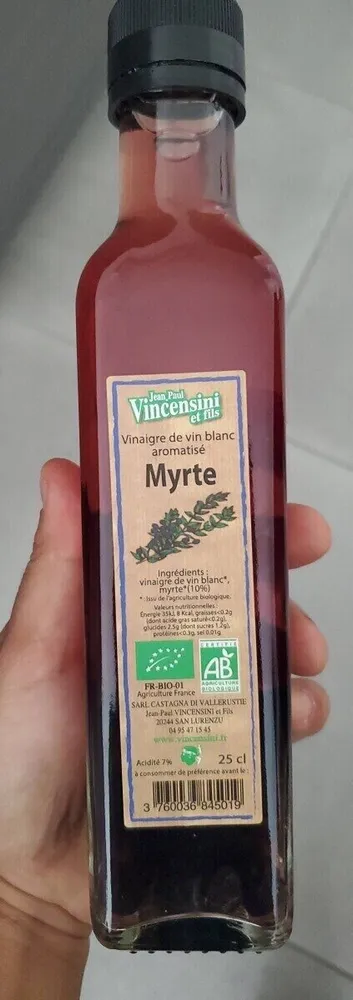 Vinaigre de vin blanc aromatisé à la myrte
