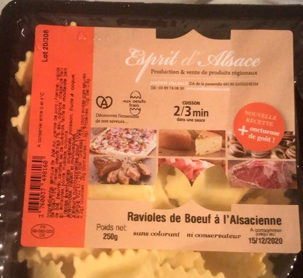 Ravioles de Boeuf à l’Alsacienne