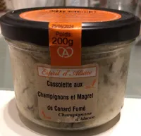 Cassolette aux champignons et magret de canard fumé