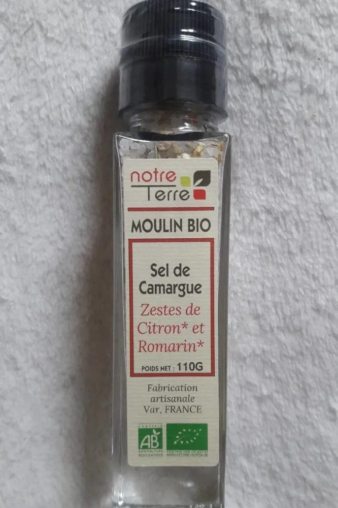 Sel de Camargue aeste de citron bio et de romarin bio