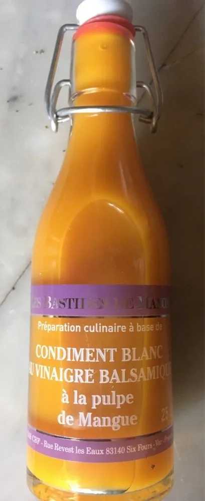 Condiment blanc au vinaigre balsamique à la pulpe de mangue