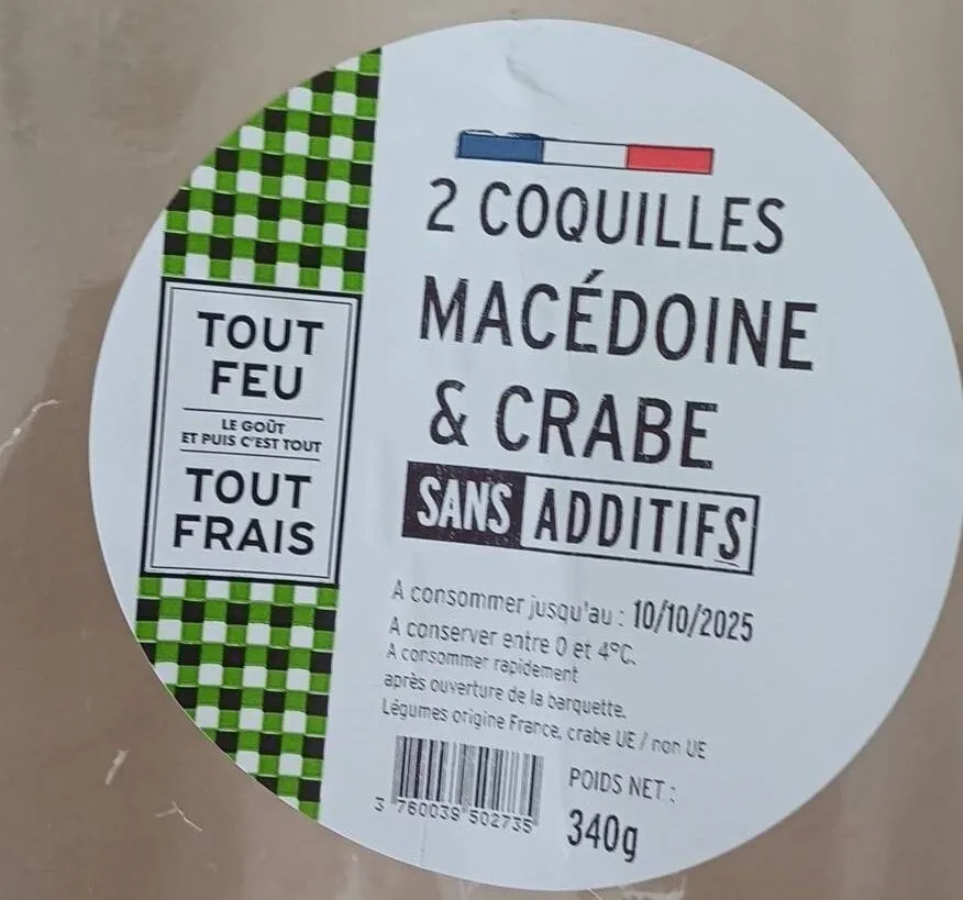 2 Coquilles Macédoine & crabe