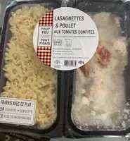 Lasagnettes et poulet aux tomates confites