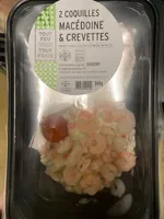 2 coquilles macédoine et crevettes