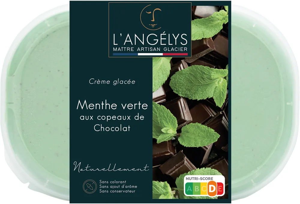Crème glacée Menthe verte aux copeaux de chocolat 500G/750ml